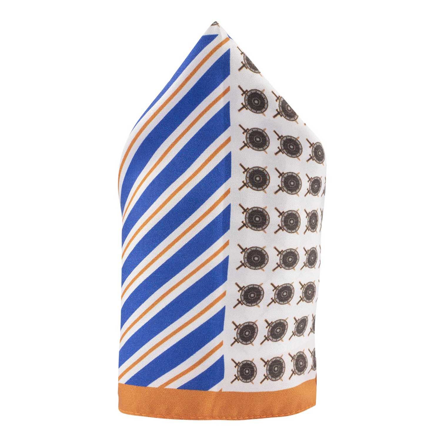 Blue Geometric Italian Silk Pocket Square for Men