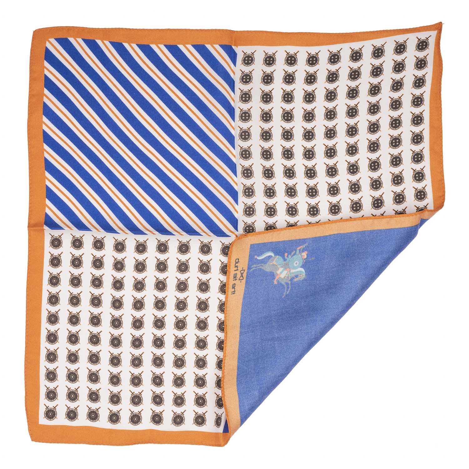 Blue Geometric Italian Silk Pocket Square for Men
