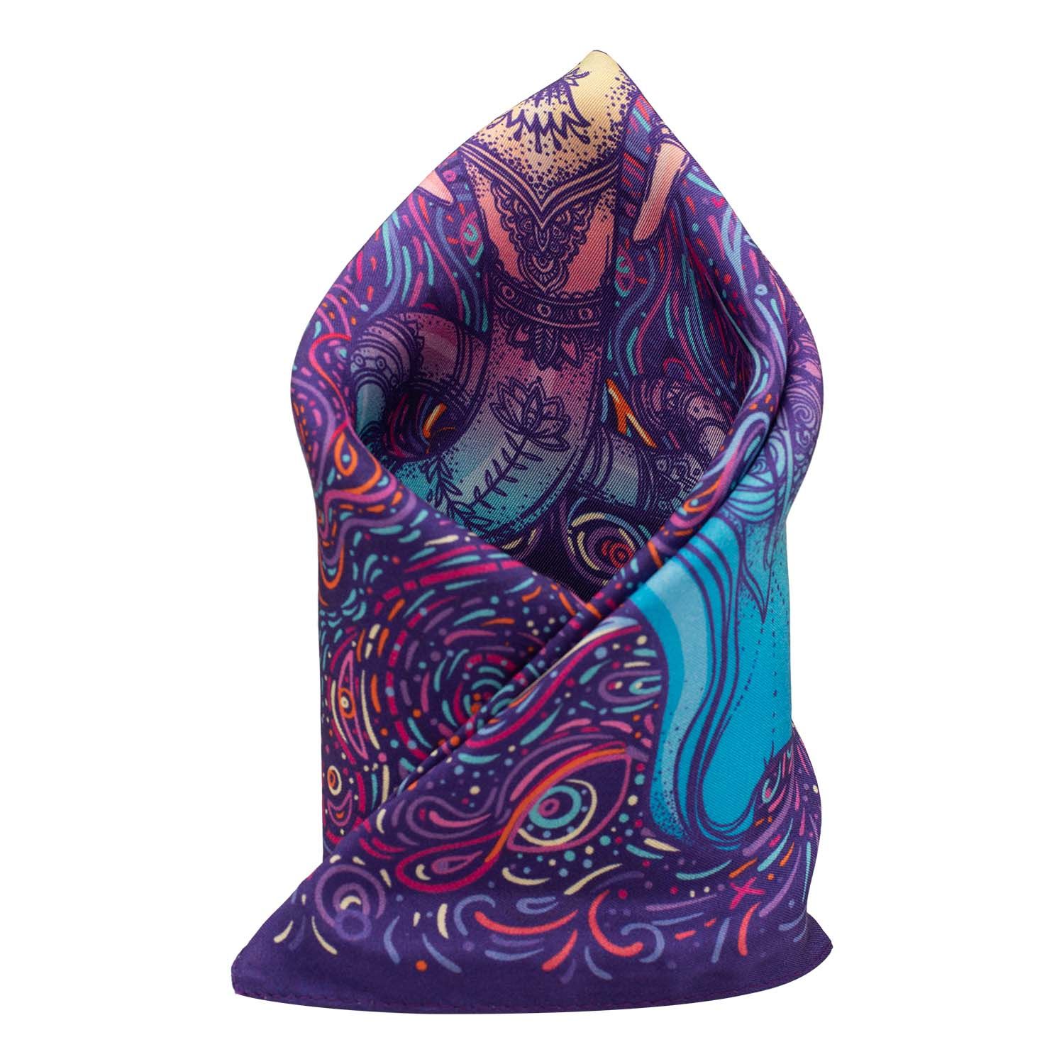 Multicolor Geometric Italian Silk Pocket Square for Men