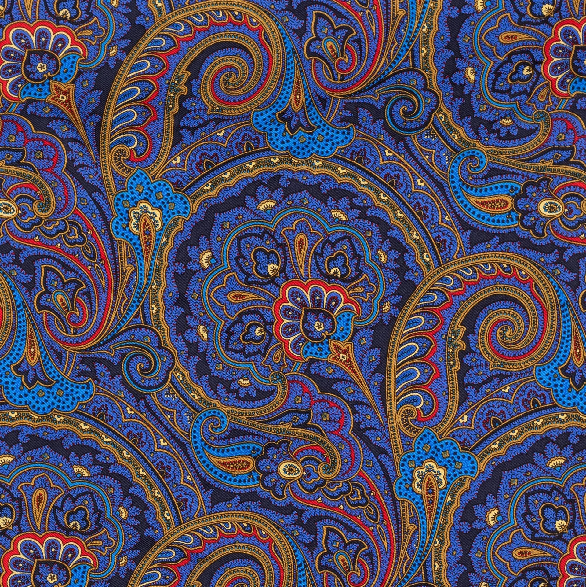 Blue Paisley Italian Silk Pocket Square for Men