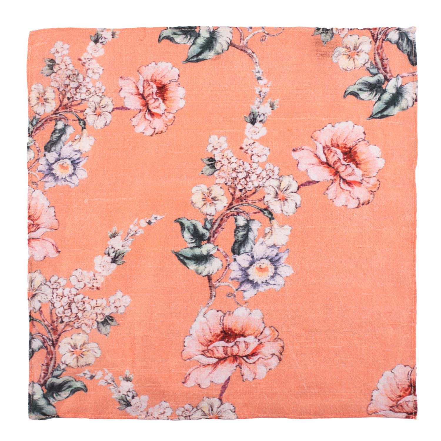 Pink Floral Italian Silk Pocket Square for Men