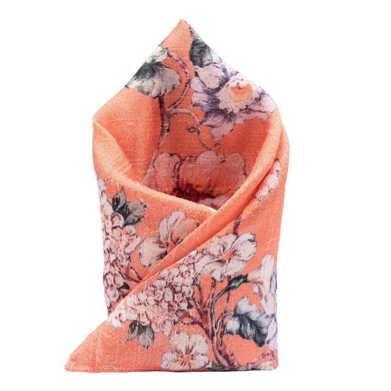 Pink Floral Italian Silk Pocket Square for Men