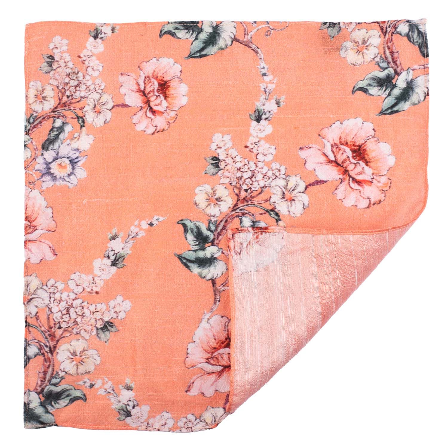 Pink Floral Italian Silk Pocket Square for Men