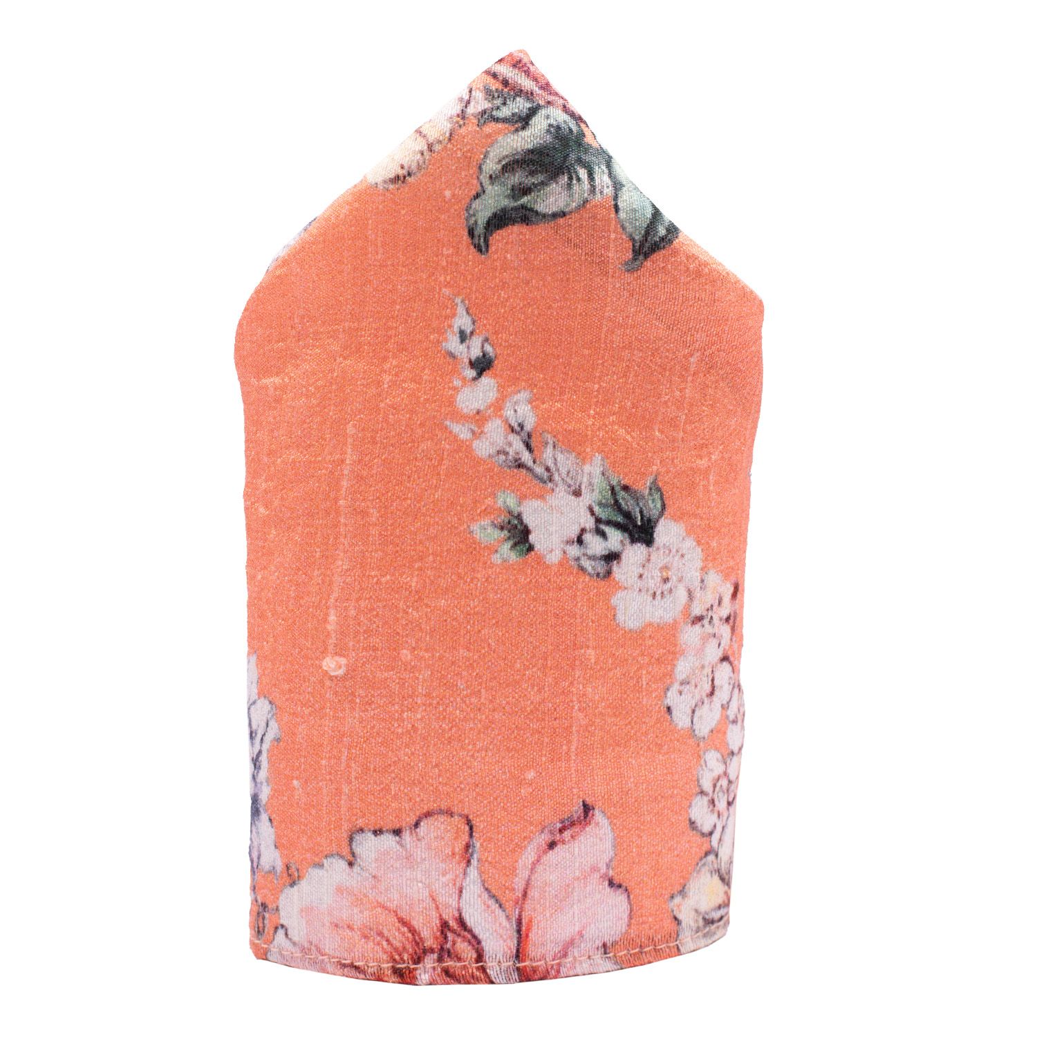 Pink Floral Italian Silk Pocket Square for Men