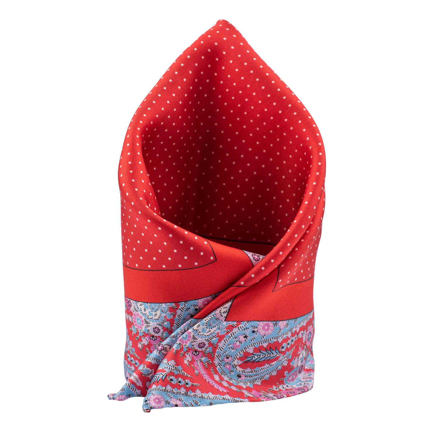 Red Polka Dot Italian Silk Pocket Square for Men