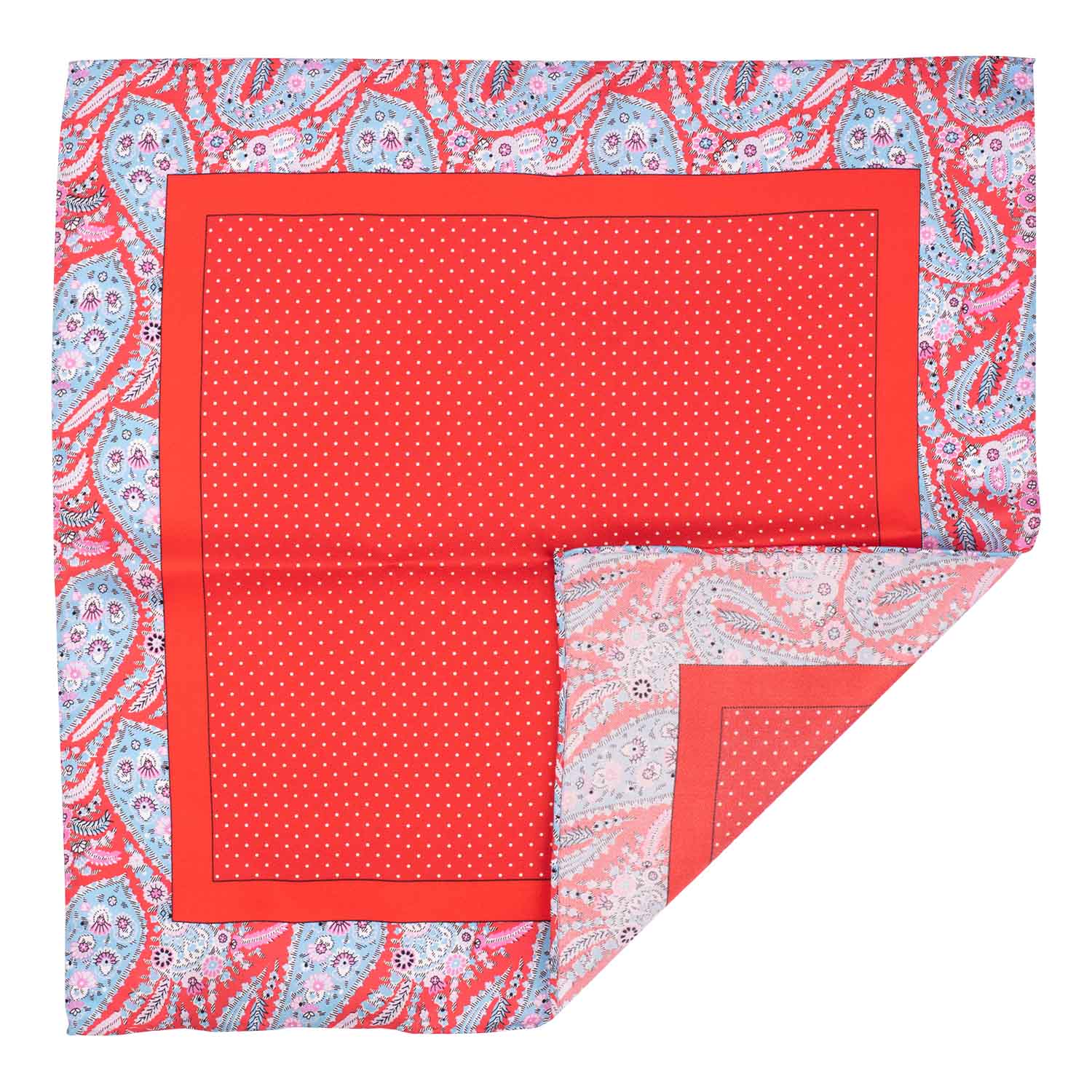 Red Polka Dot Italian Silk Pocket Square for Men