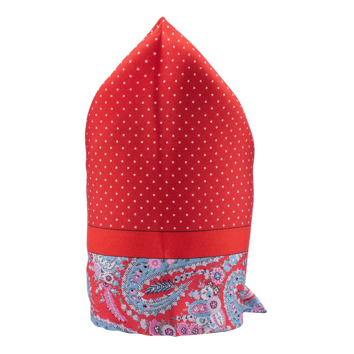 Red Polka Dot Italian Silk Pocket Square for Men