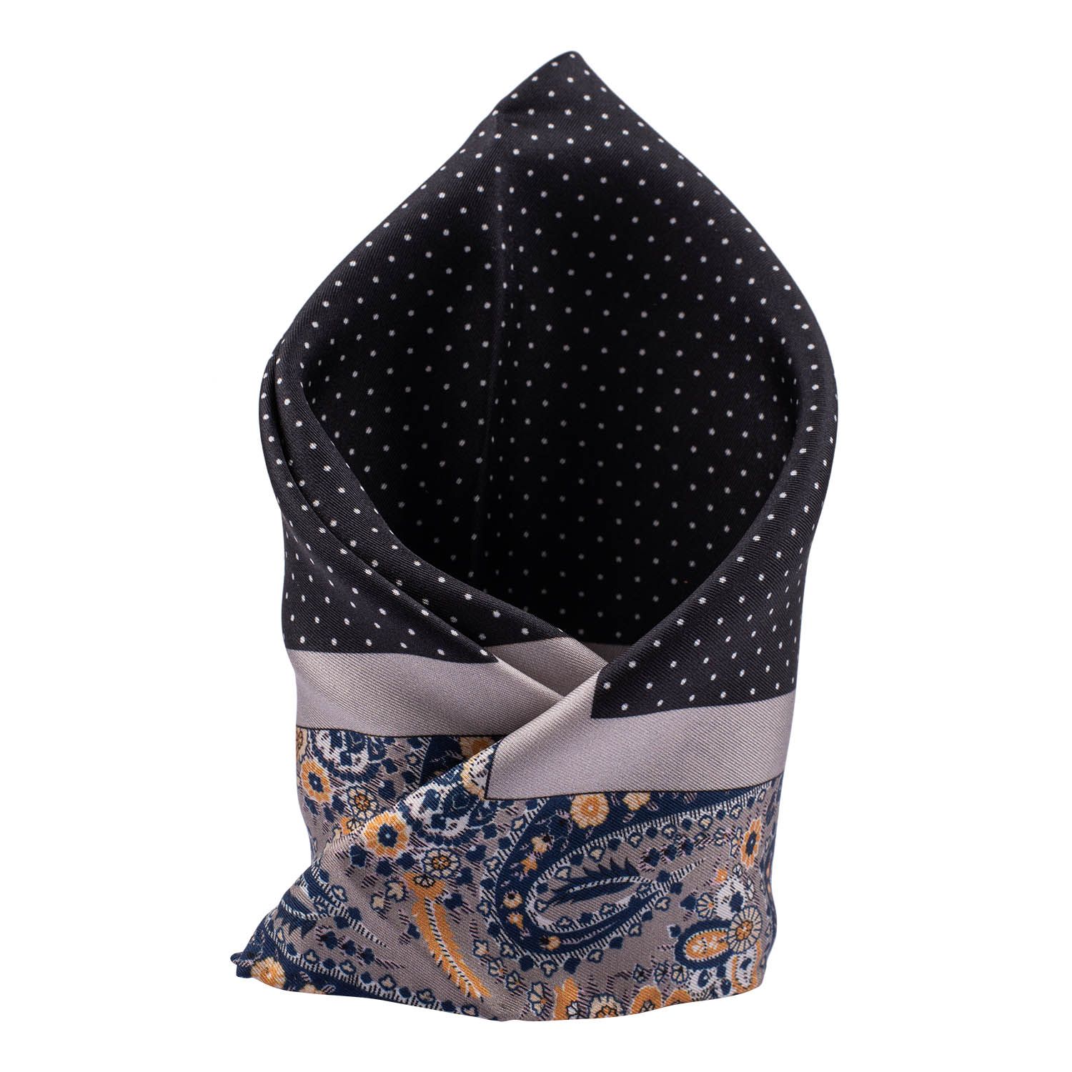 Black Polka Dot Italian Silk Pocket Square for Men