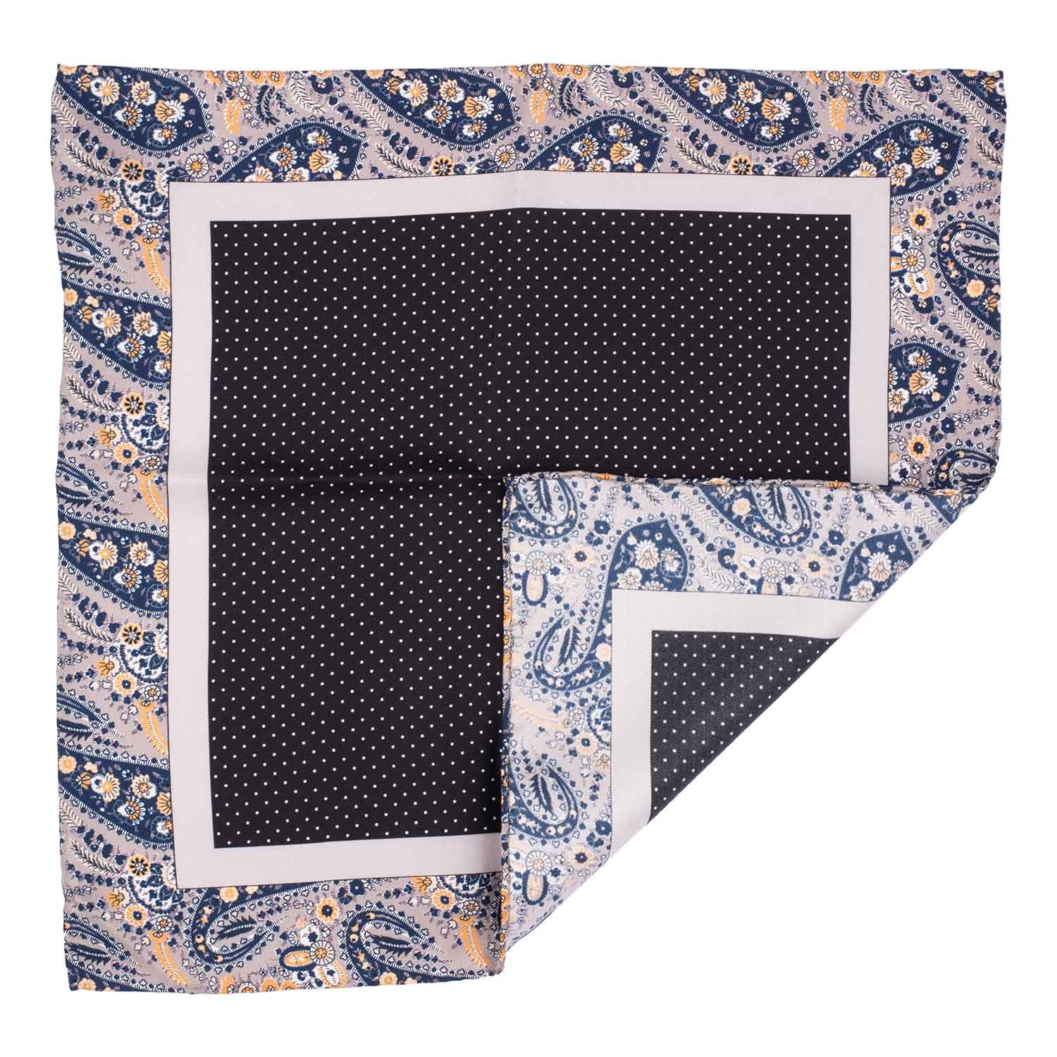 Black Polka Dot Italian Silk Pocket Square for Men