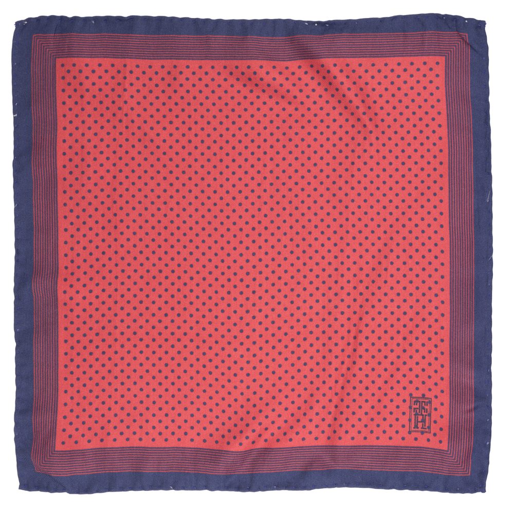 Red Polka Dot Italian Silk Pocket Square for Men