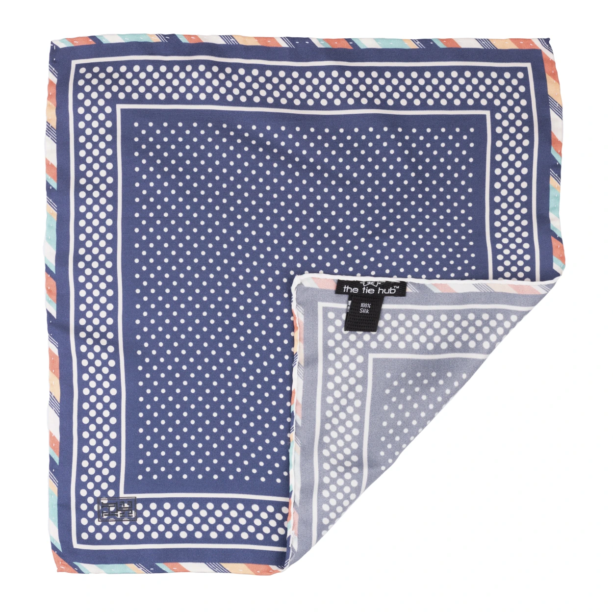 Blue Polka Dot Italian Silk Pocket Square for Men