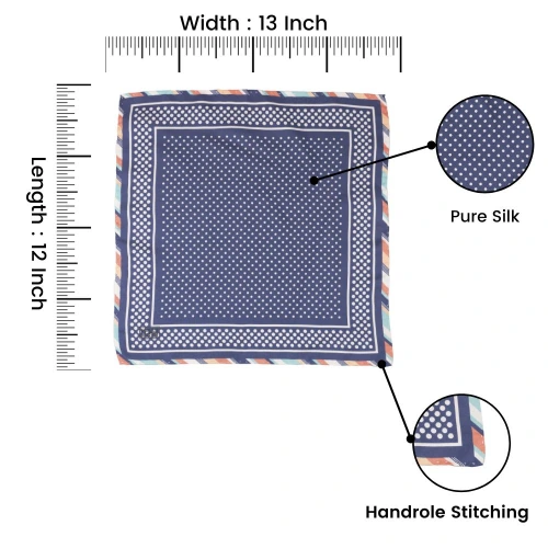 Blue Polka Dot Italian Silk Pocket Square for Men
