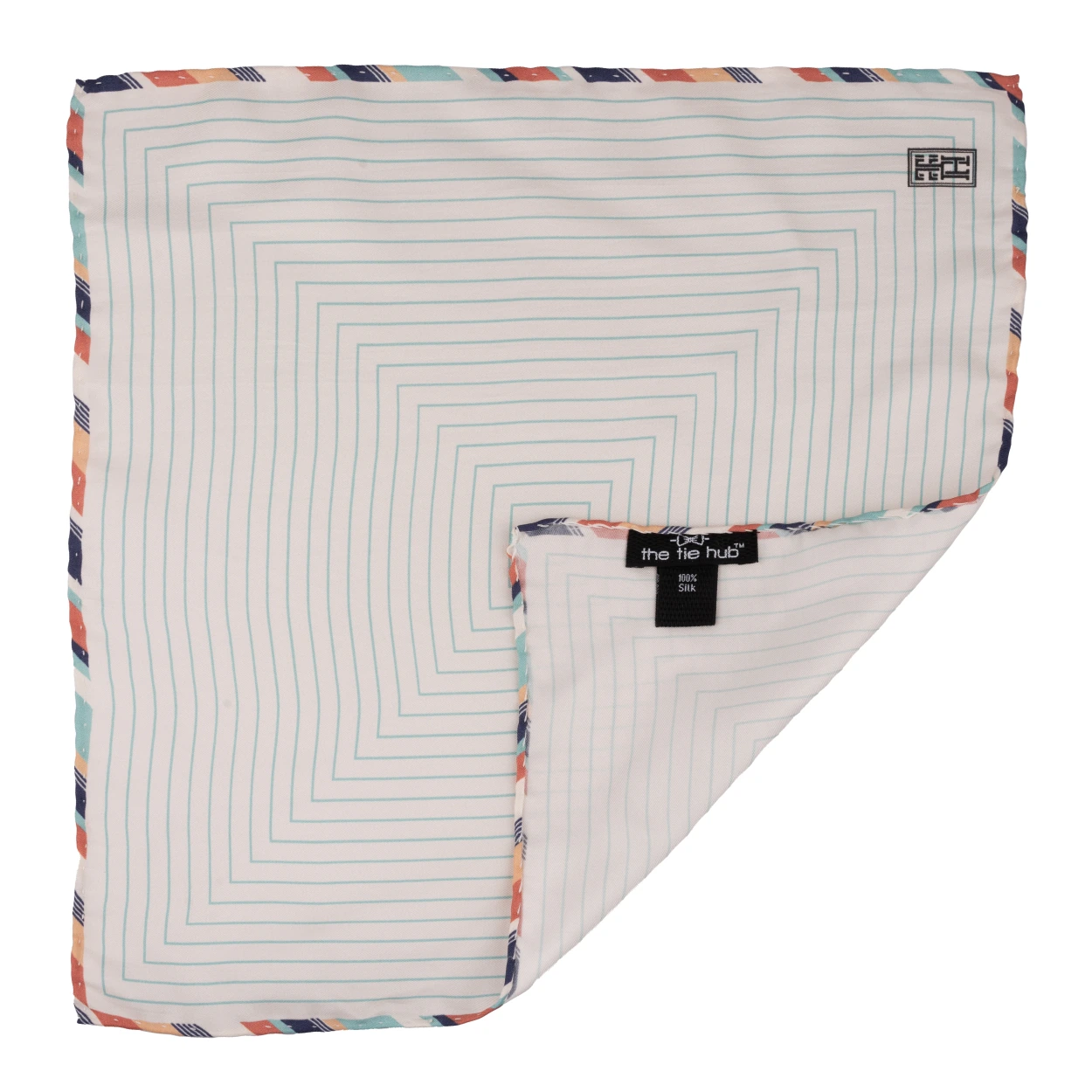 Green Geometric Italian Silk Pocket Square for Men