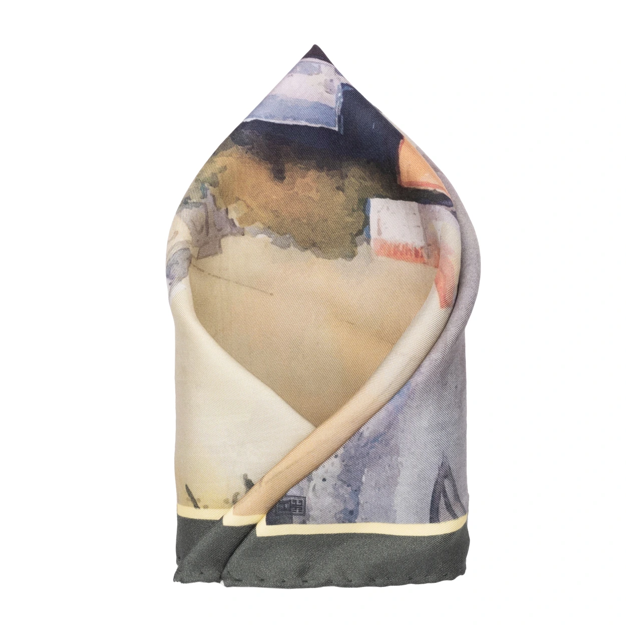 Green Geometric Italian Silk Pocket Square for Men