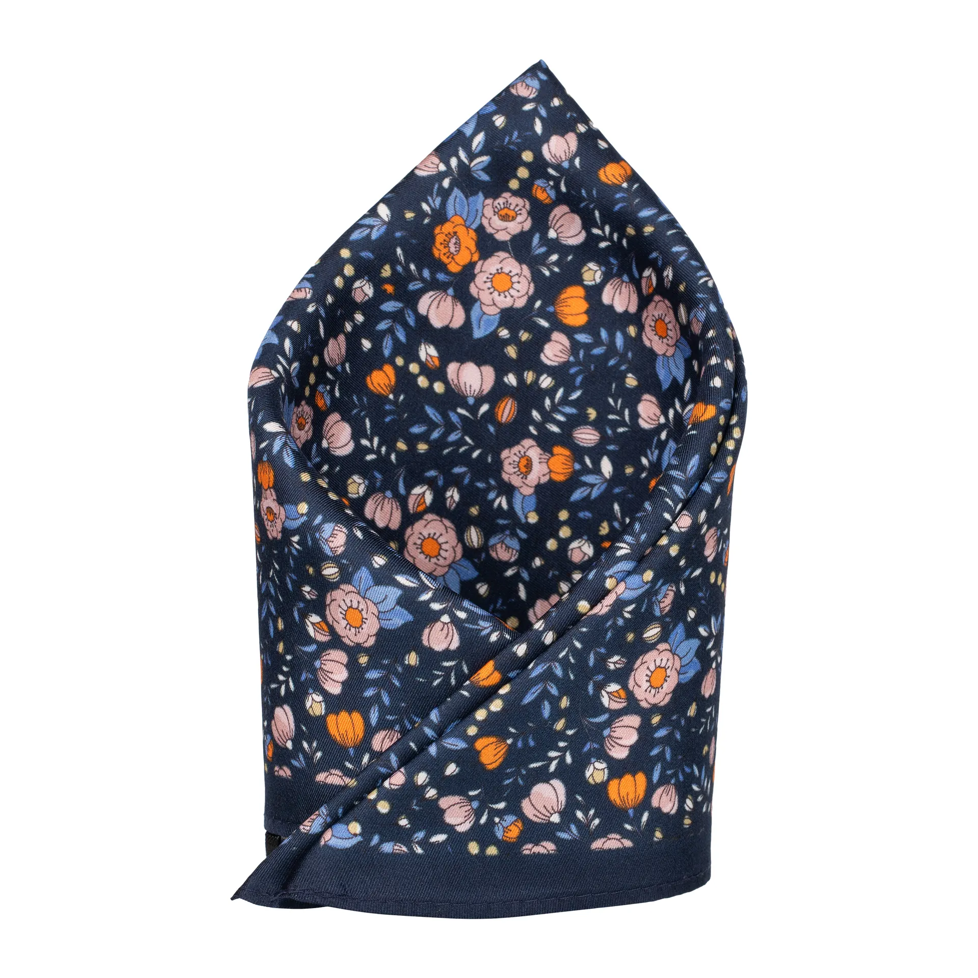 Blue Floral Italian Silk Pocket Square for Men