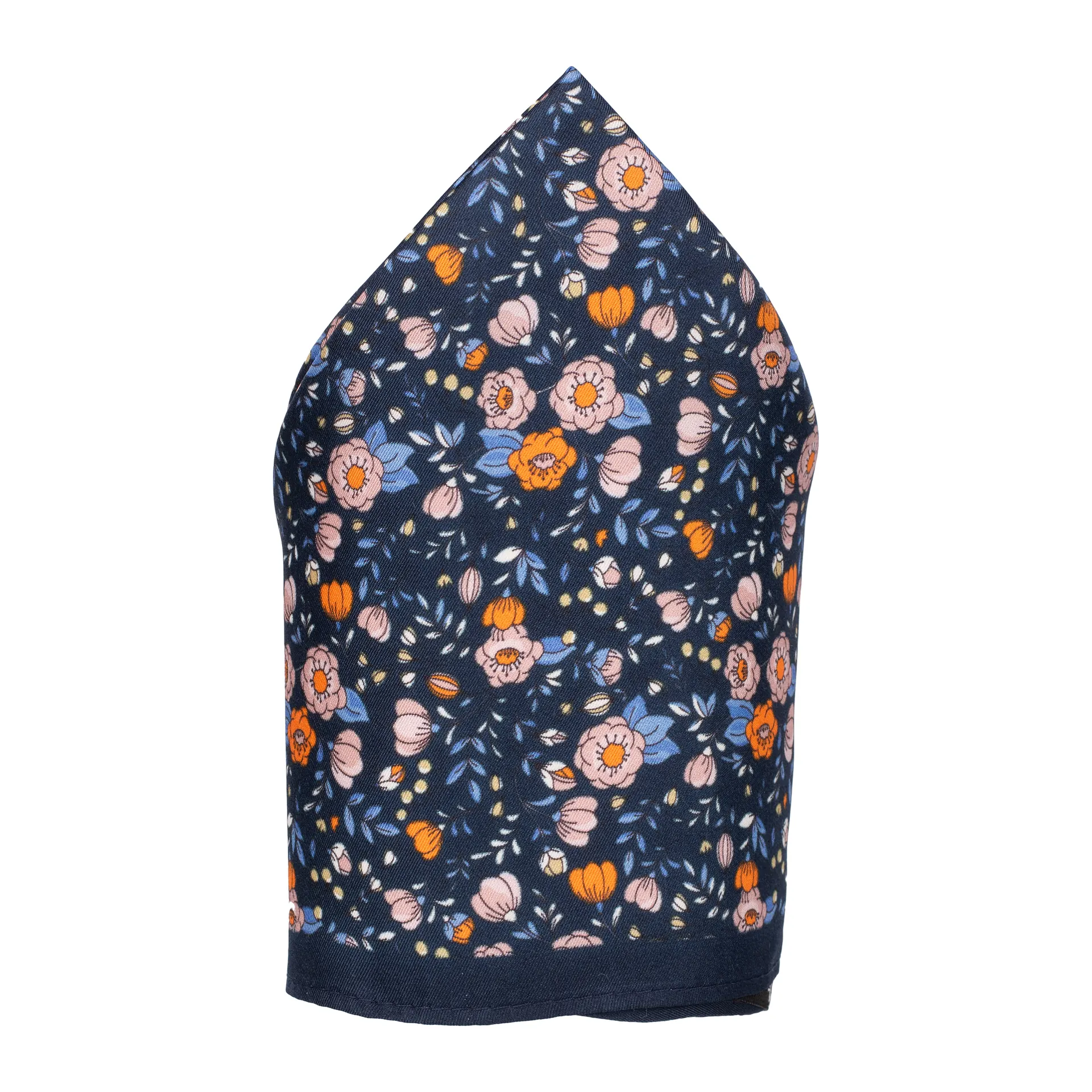 Blue Floral Italian Silk Pocket Square for Men