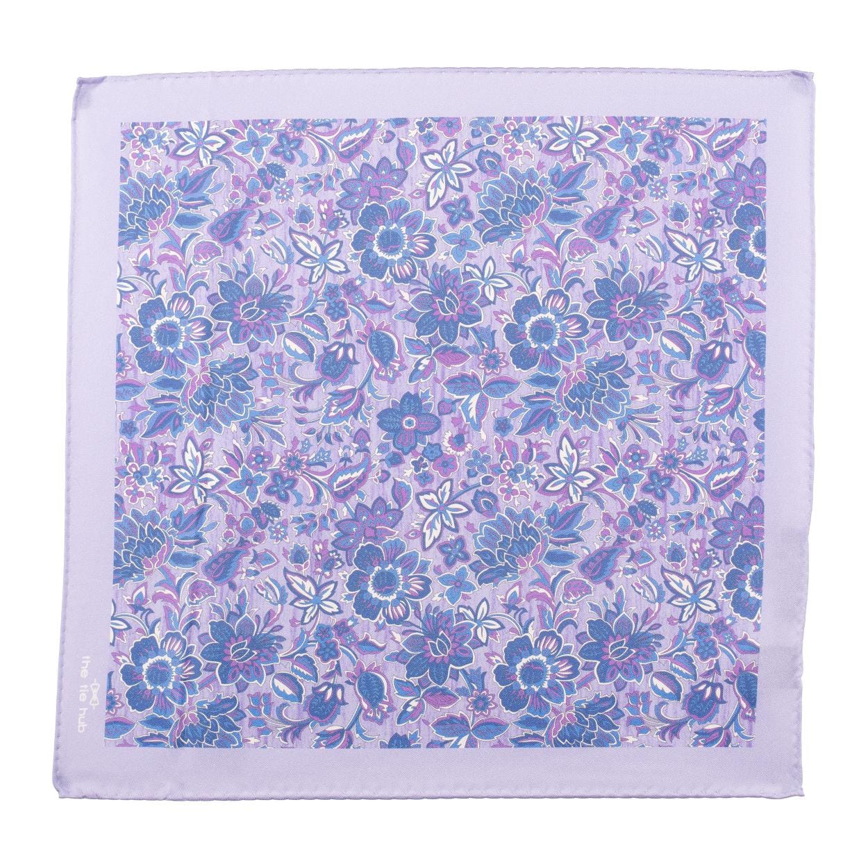 Purple Floral Italian Silk Pocket Square for Men