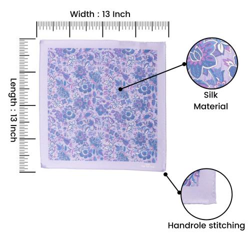 Purple Floral Italian Silk Pocket Square for Men