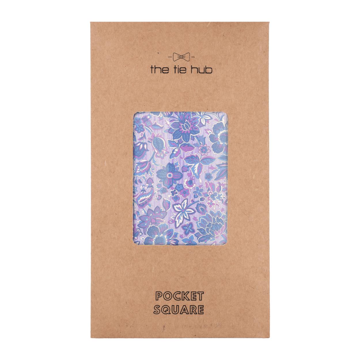 Purple Floral Italian Silk Pocket Square for Men