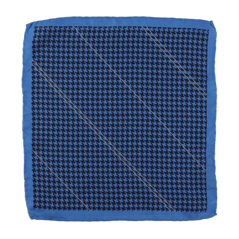 Blue Geometric Italian Silk Pocket Square for Men