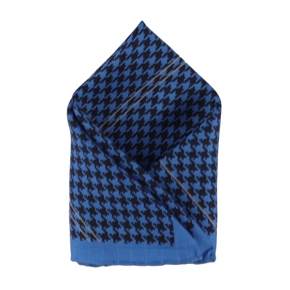 Blue Geometric Italian Silk Pocket Square for Men