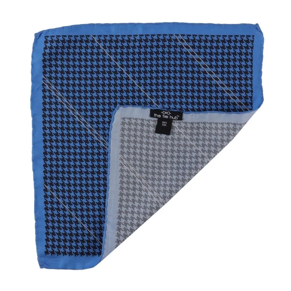 Blue Geometric Italian Silk Pocket Square for Men