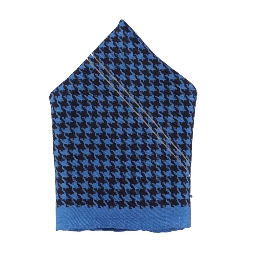 Blue Geometric Italian Silk Pocket Square for Men