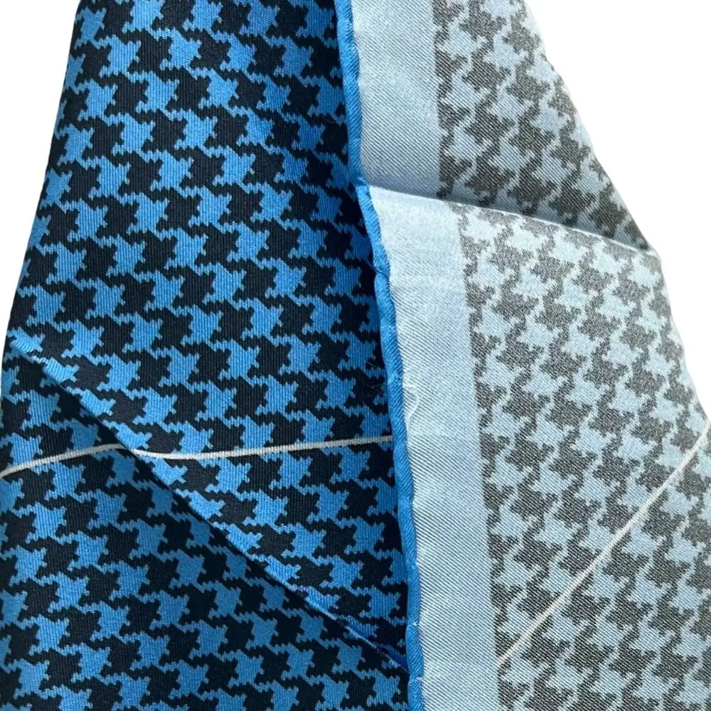 Blue Geometric Italian Silk Pocket Square for Men