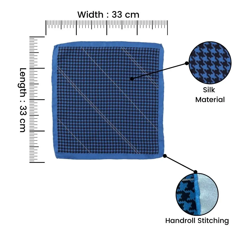 Blue Geometric Italian Silk Pocket Square for Men