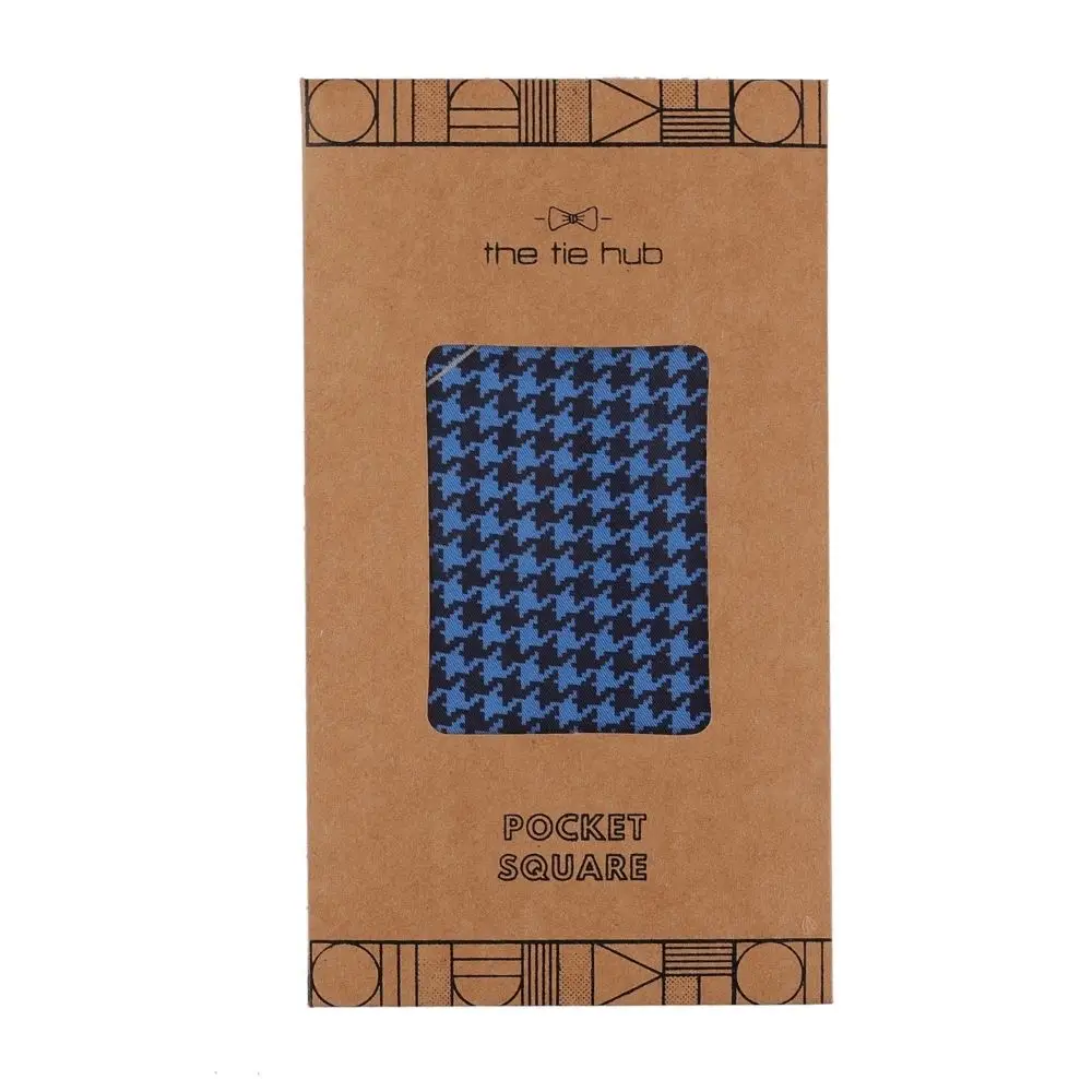 Blue Geometric Italian Silk Pocket Square for Men