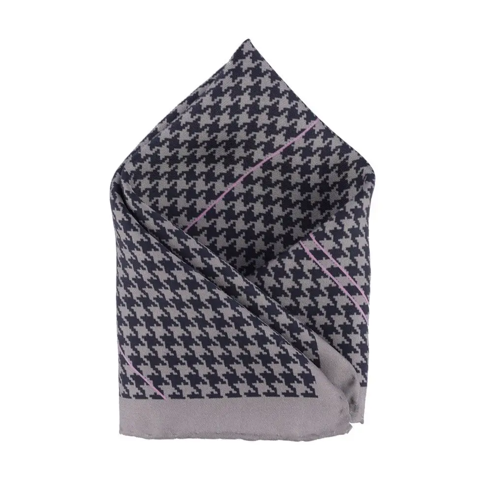 Grey Geometric Italian Silk Pocket Square for Men