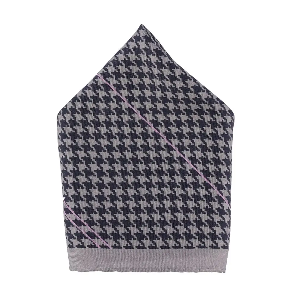 Grey Geometric Italian Silk Pocket Square for Men