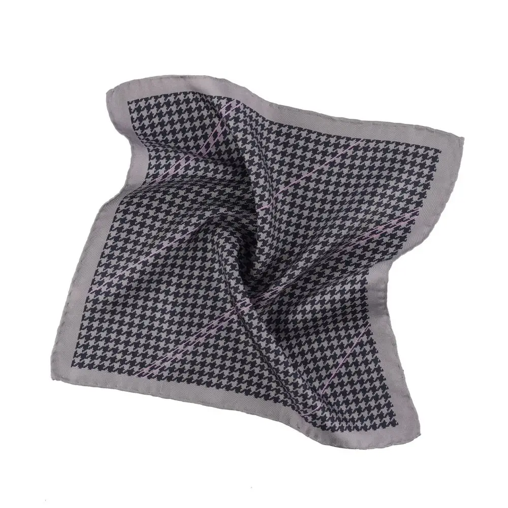 Grey Geometric Italian Silk Pocket Square for Men