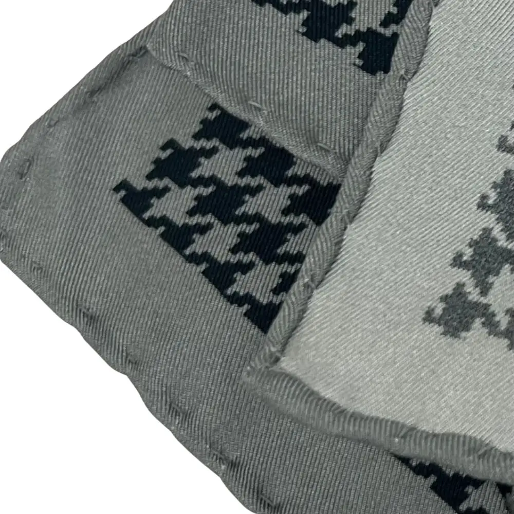 Grey Geometric Italian Silk Pocket Square for Men