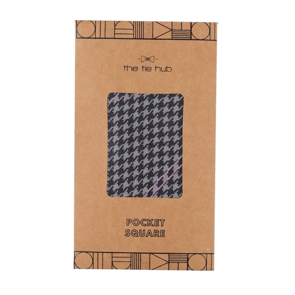 Grey Geometric Italian Silk Pocket Square for Men