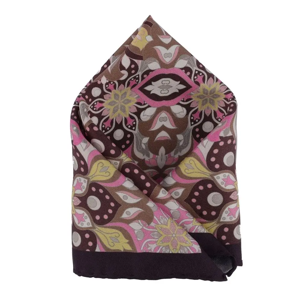 Pink Floral Italian Silk Pocket Square for Men