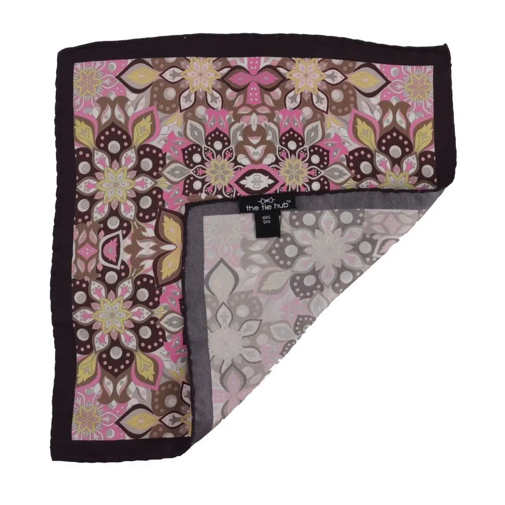 Pink Floral Italian Silk Pocket Square for Men
