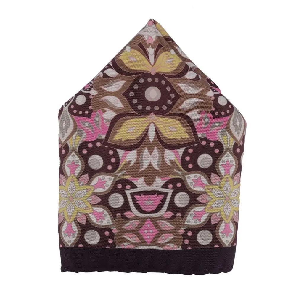 Pink Floral Italian Silk Pocket Square for Men