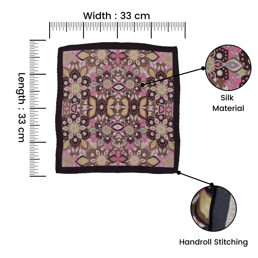 Pink Floral Italian Silk Pocket Square for Men