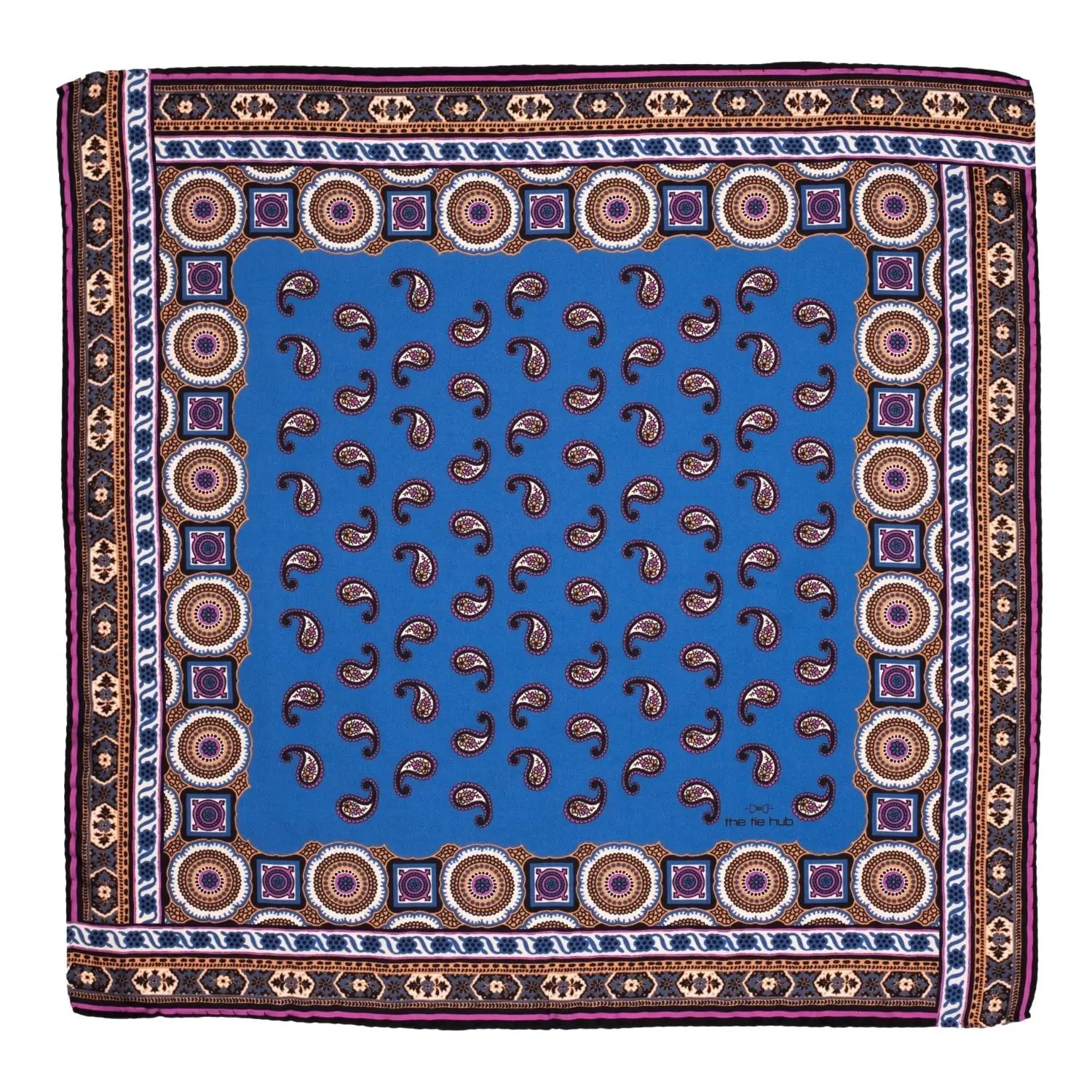 Blue Paisley Italian Silk Pocket Square for Men