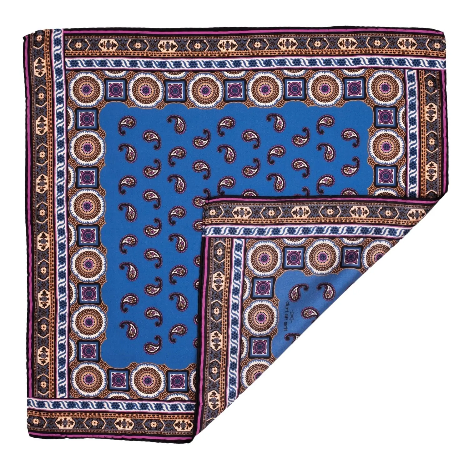 Blue Paisley Italian Silk Pocket Square for Men