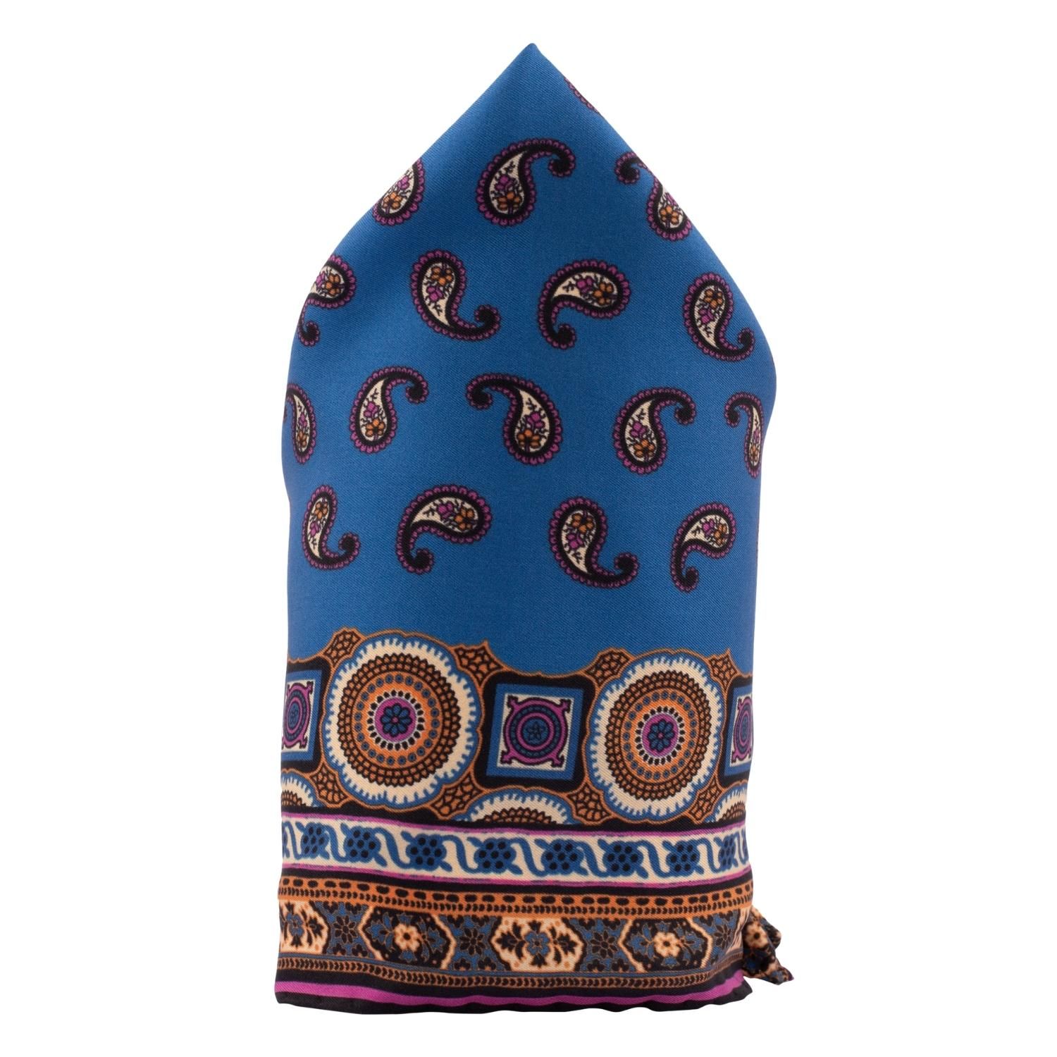 Blue Paisley Italian Silk Pocket Square for Men
