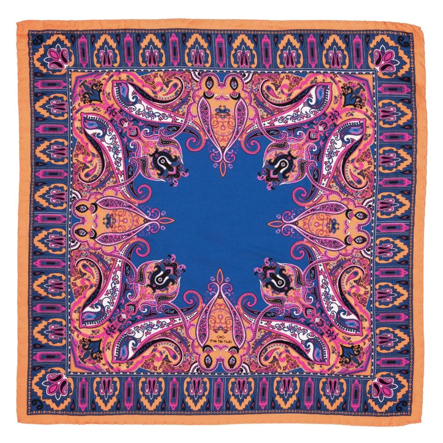 Orange Paisley Italian Silk Pocket Square for Men