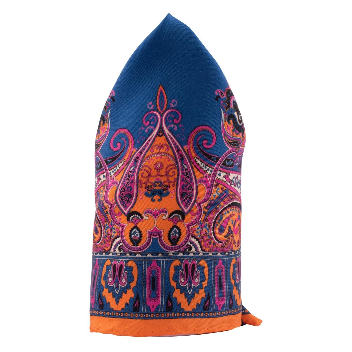 Orange Paisley Italian Silk Pocket Square for Men