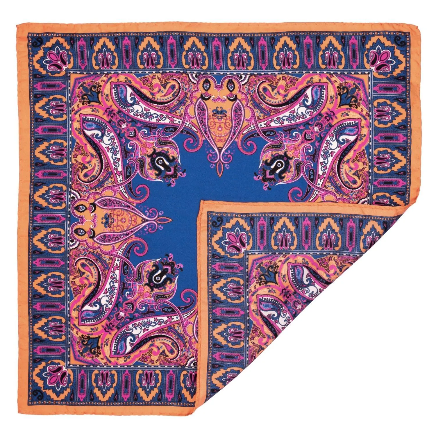 Orange Paisley Italian Silk Pocket Square for Men