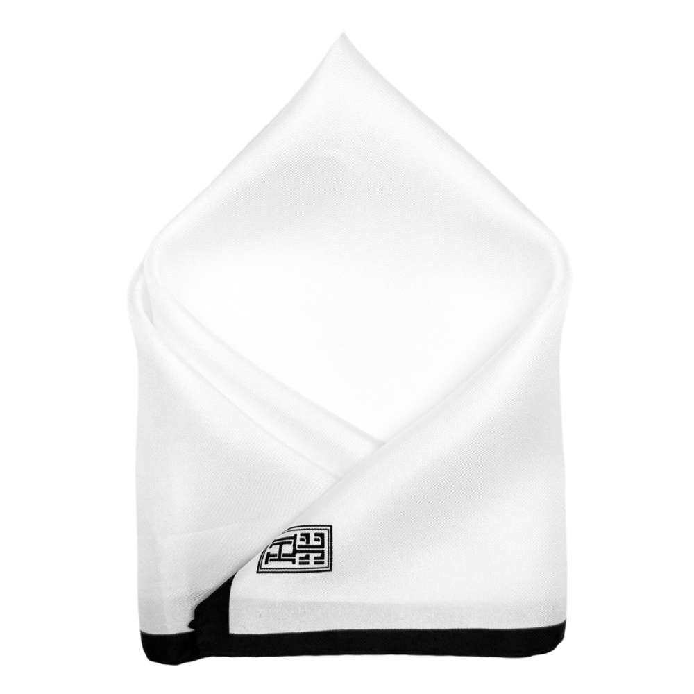 White Italian Silk Pocket Square for Men