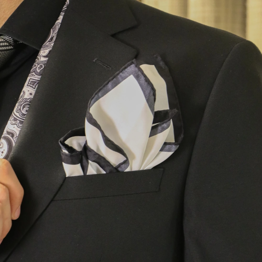 White Italian Silk Pocket Square for Men