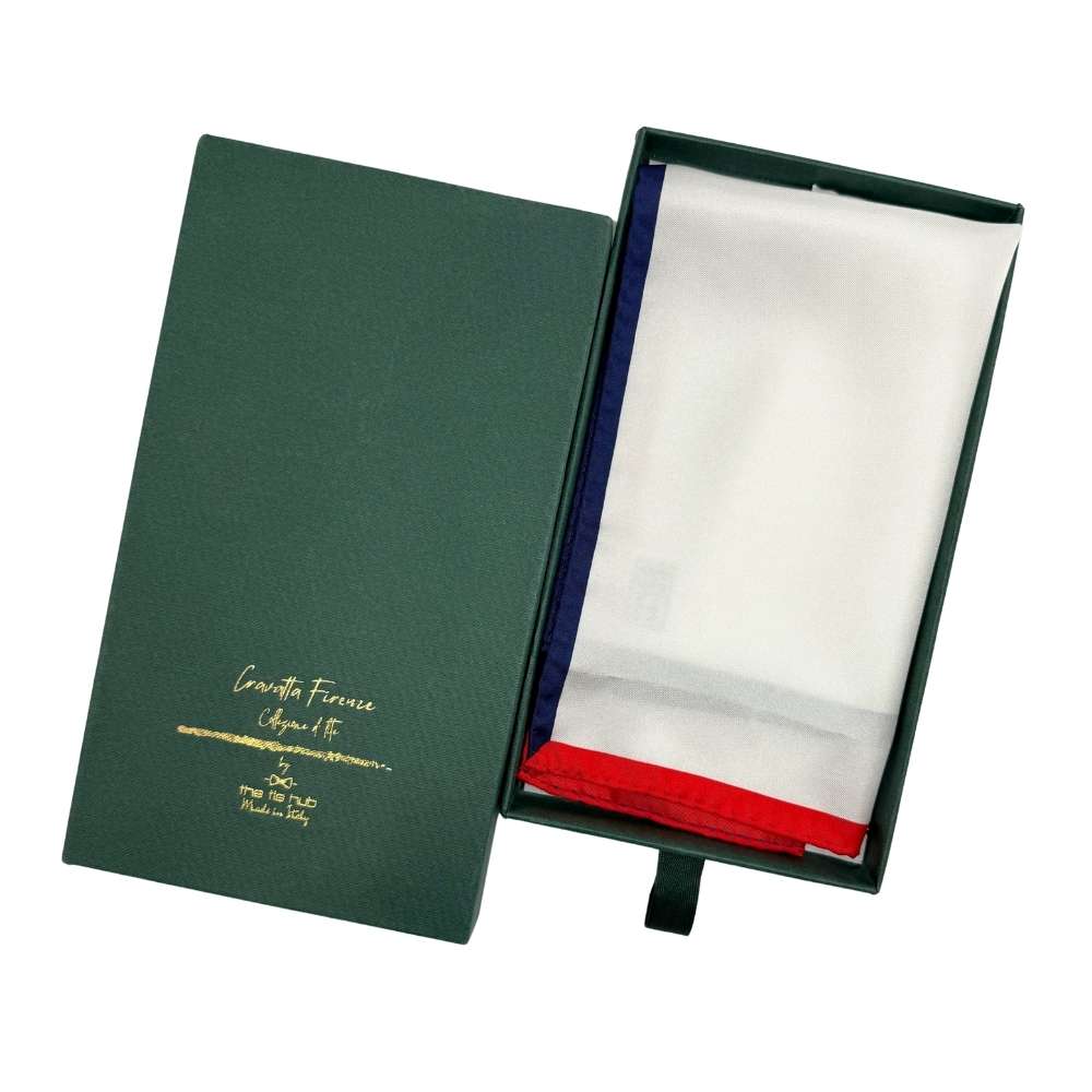 White Italian Silk Pocket Square for Men