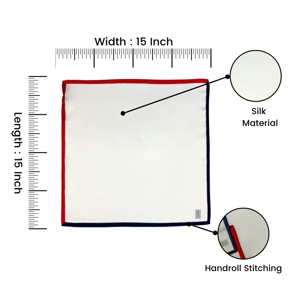 White Italian Silk Pocket Square for Men