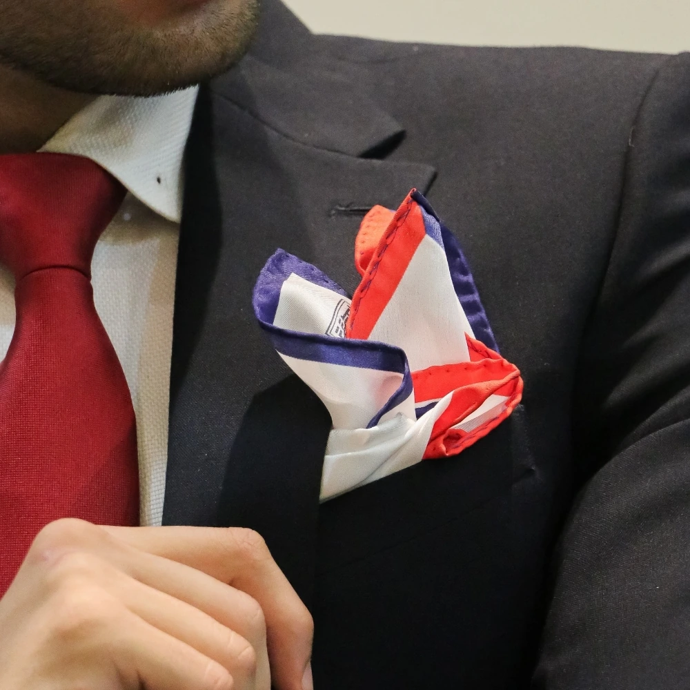 White Italian Silk Pocket Square for Men